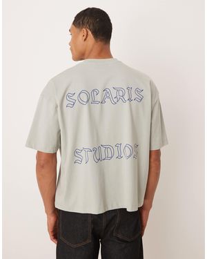 ASOS Boxy Oversized T-shirt With Front And Back Text Graphic - Gray