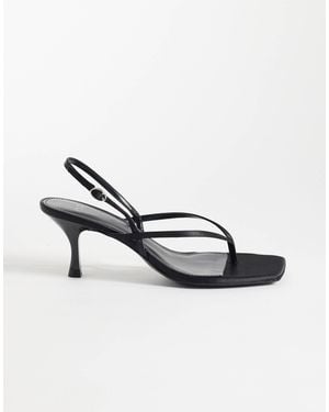 Mango Strappy Toe Post Heeled Sandals - Metallic