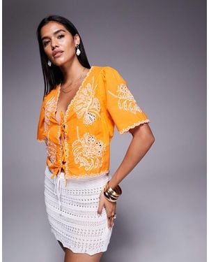 River Island Tie Front Top - Orange