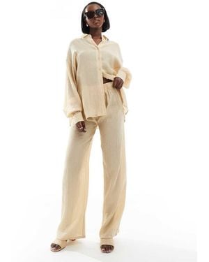 In The Style X Georgia Louise Textured Wide Leg Trousers Co-Ord - Natural