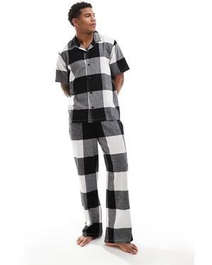ASOS Pijama A Cuadros Negros De Camisa Y Pantalones De - Blanco