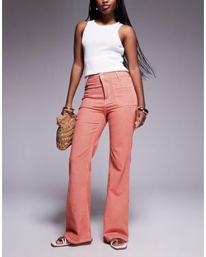River Island Relaxed Flare Jean - Red