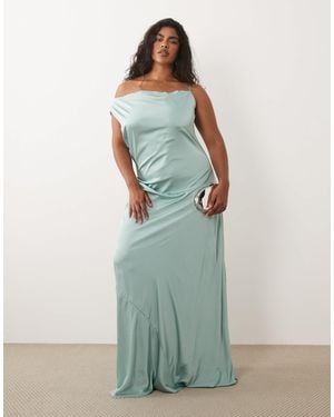 Tfnc Plus – bridesmaids – satin-maxikleid - Blau