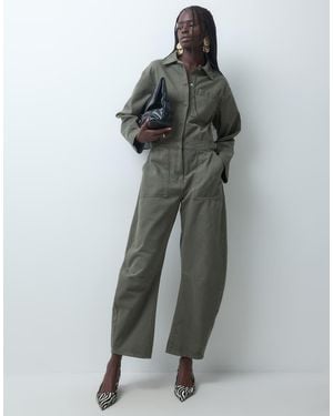 ASOS Denim Horn Leg Jumpsuit - White
