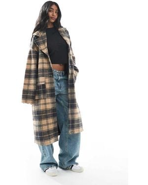Wednesday's Girl Geruite Cocoon-Overjas - Blauw