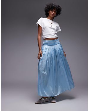 TOPSHOP Jupe ample froissée en tissu brillant - pâle - Bleu