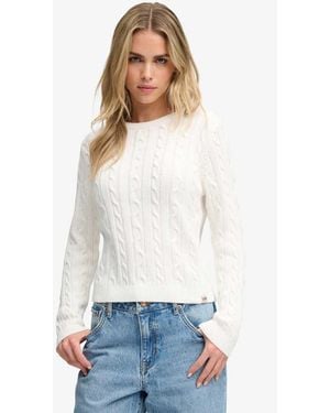 Superdry Essentials Sd&Co Cable Knit Jumper - White