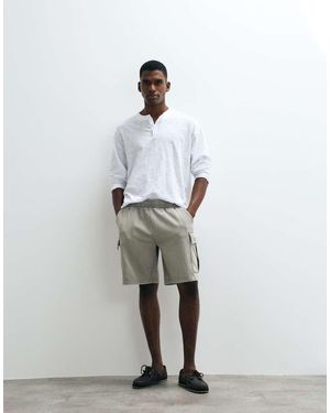 Only & Sons Pantalones Cortos De Chándal Gris Claro Lavado Cargo - Blanco