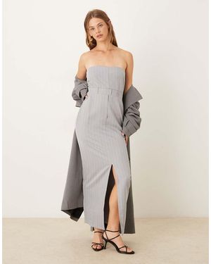 ASOS Bandeau Miaxi Dress With Front Split - Natural