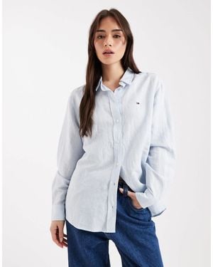 Tommy Hilfiger Relaxed Fit Linen Blend Shirt - White
