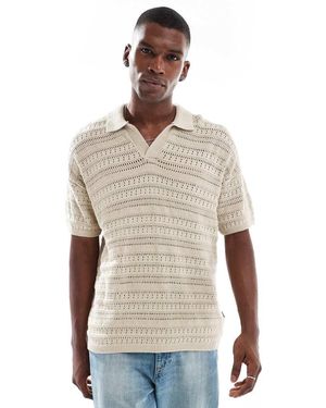 Only & Sons Polo Beis Con Cuello Abierto Y Sisas Caídas De Punto Calado De -Verde - Neutro