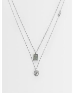 ASOS 2 Pack Molten And Stone Pendant Necklace - White