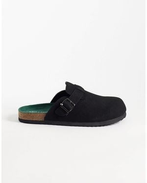 Only & Sons Faux Suede Clogs With Buckle - Black