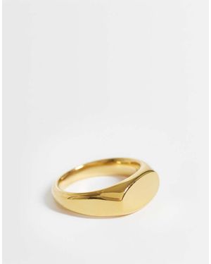 ASOS Waterbestendige Ring Van Roestvrij Staal Met Smal Ovaal Ontwerp - Metallic