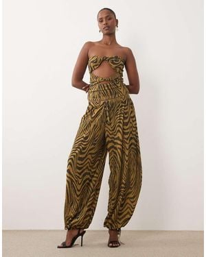 ASOS Co-ord Printed Mesh Balloon Trouser - Natural