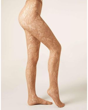 Calzedonia Floral Fishnet Tights - Natural