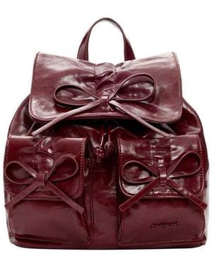 Desigual Small Shiny Backpack Bow - Red