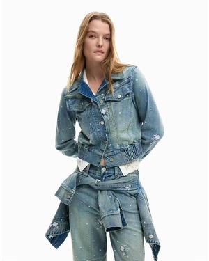 Desigual Geborduurd Truckerjack - Blauw