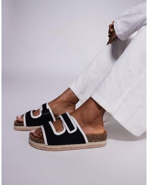 South Beach Double Strap Espadrille Sandals - Black