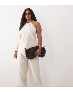 Esmee Curve Tie Front Beach Trouser - White