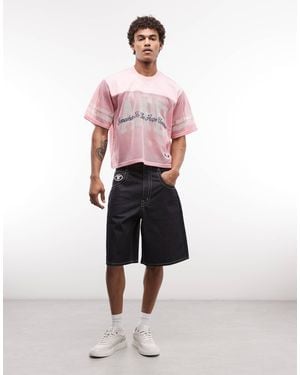 Aape By A Bathing Ape Aape by a bathing ape - bermuda en jean ample - foncé délavé - Rose