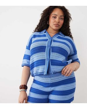 ASOS Asos Design Curve Sally Beach Knit Short Co Ord - Blue
