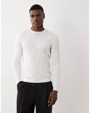 Mango Mnango Long Sleeve Fine Knit Ribbed Jumper - White