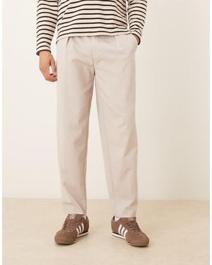 ASOS Smart Oversized Tapered Trousers - Natural