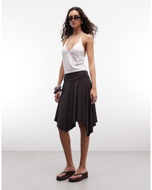 Weekday Asymmetric Knee Length Skirt - Brown
