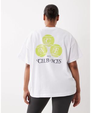 4505 Curve - t-shirt oversize en coton épais à imprimé au dos et finition à séchage rapide - Blanc