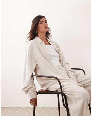 ARRANGE Linen Oversized Cargo Pocket Shirt - Natural