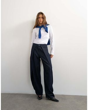 TOPSHOP Jeans Met Overslag Aan De Voorkant - Blauw
