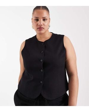 ONLY Linen Blend Waistcoat Co-ord - Black