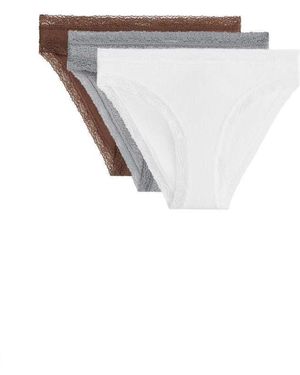 Oysho 3 Classic Briefs With Cotton Rib - White