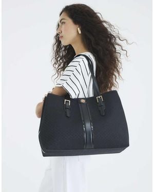 River Island Jacquard Monogram Shopper Bag - Blue