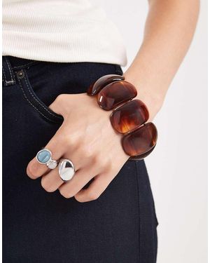 Accessorize Pulsera Efecto Carey Gruesa Con Diseño Elástico De Resina De - Negro
