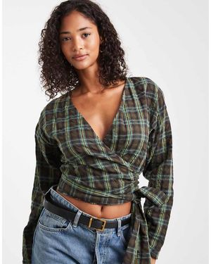 ASOS Long Sleeve Wrap Top - Grey