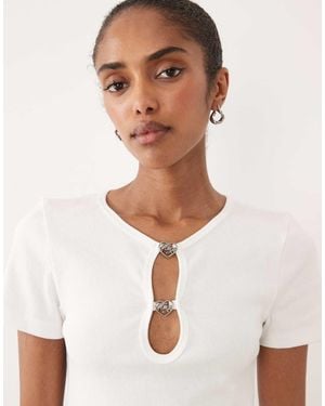 HUGO Diheart Keyhole Crop Top - White