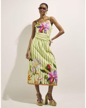 River Island Striped Wrap Waist Beaded Midi Dress - Green