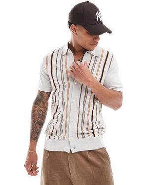 Ben Sherman – gestreiftes polohemd - Weiß