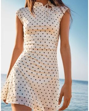 Bershka Polka Dot Tulle Mini Dress - White