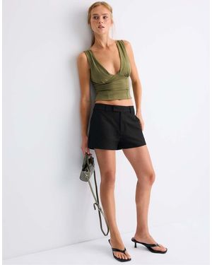 Stradivarius Nette Shorts Met Riemlussen - Zwart