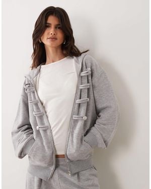 ASOS Fleece Zip Front Drummer Hoodie - Gray