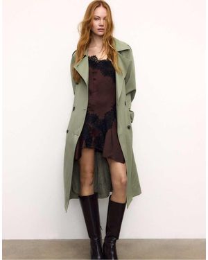 Stradivarius Long Flowing Trench Coat - Natural