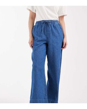 New Look Wide Leg Chambray Denim Trousers - Blue