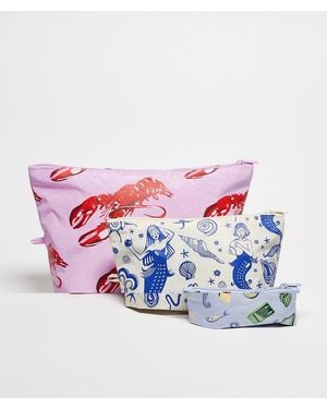 BAGGU Go Pouch Sea Creatures 3 Pack Set - Blue