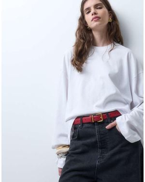 ASOS Waist And Hip Belt With Square Buckle - White