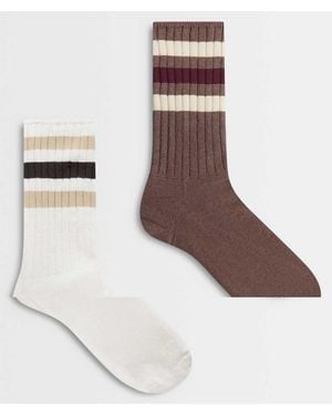adidas Originals 2 Pack Ribbed Socks - Brown