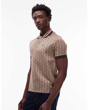 Lacoste Monogram Polo Shirt - Brown
