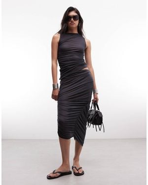 Weekday Ensemble jupe midi asymétrique froncée foncé - Gris